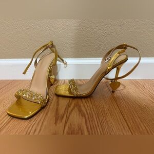 Elegant Gold Strappy Heels